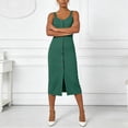 thumbnail image 6 of Womens Summer Casual Sleeveless Button Down Spaghetti Strap Square Neck Knit Dress Slim Fit, 6 of 9