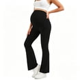 thumbnail image 5 of YFNNUP Maternity Flare Leggings for Women Over The Belly Workout Yoga Pregnancy Pants with Pockets Black,XXL, 5 of 6