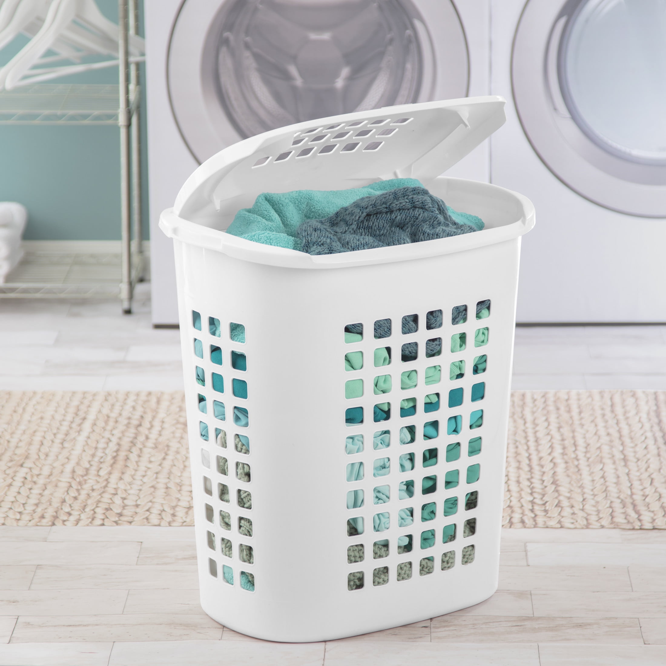 Sterilite 2.3 Bushel LiftTop Laundry Hamper Plastic Adult, White Case of 4