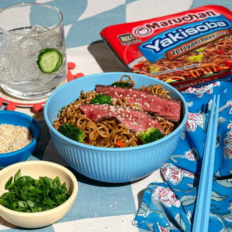 6 pack) Maruchan Yakisoba Teriyaki Beef Flavor Noodles, 4 oz Shelf