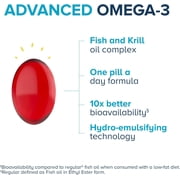Qunol Advanced Omega 3 Krill and Fish Oil Complex, 10x Better Bioavailability, One Pill Dose, 250mg EPA & DHA, Supports Brain, Eye, Heart and Joint Health, 90 Count (Pack of 1)