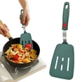 thumbnail image 3 of Flexible Silicone Turner Spatula, Heat Resistant Flat Pancake Spatula for Non-Stick Cookware Griddle Eggs Burgers, Dark Green Angled Slotted, 3 of 5