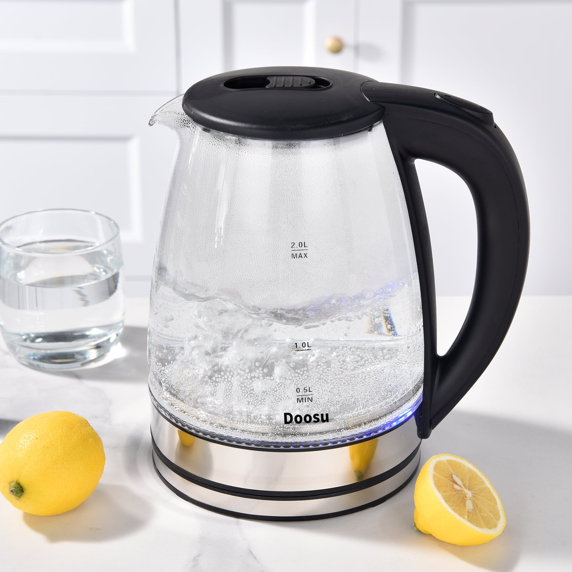Doosu Glass Electric Kettle - 2.0L Capacity, Fast Heating, Auto Shut-Off, Easy to Clean