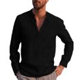 thumbnail image 2 of XDZJLR Mens T Shirts Fashion Casual Comfortable Solid Color Button Long Sleeve Tops, 2 of 7