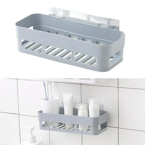 Carrito de de plástico Cocina Canasta autoadhesiva para estante de montaje en pared para dormitorio en hogar gris perfecl Rack de almacenamiento de montaje en pared