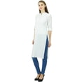 thumbnail image 2 of Phagun Kurti Tunique Unie en Coton Col Mandarin Kurta Blouse Ethnique Décontractée, 2 of 7
