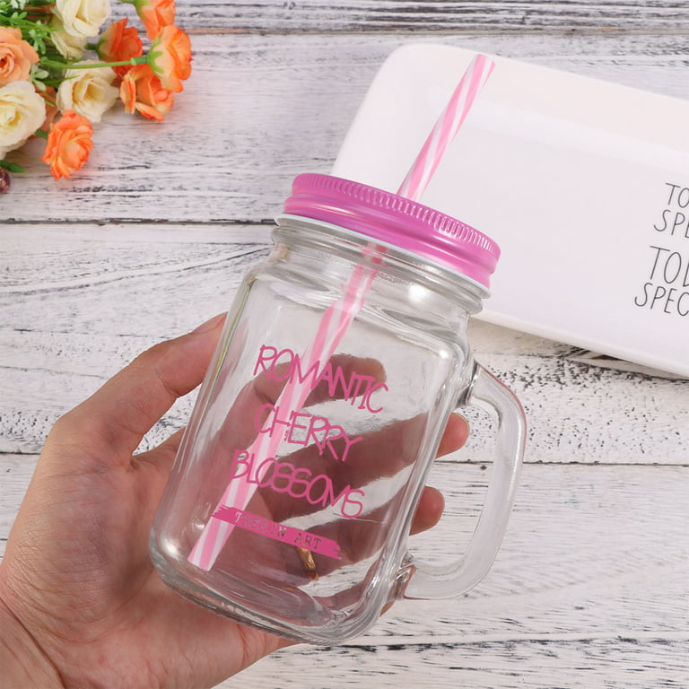 Pink Flowers Glass Cup | Bamboo Lid & Glass Straw Included