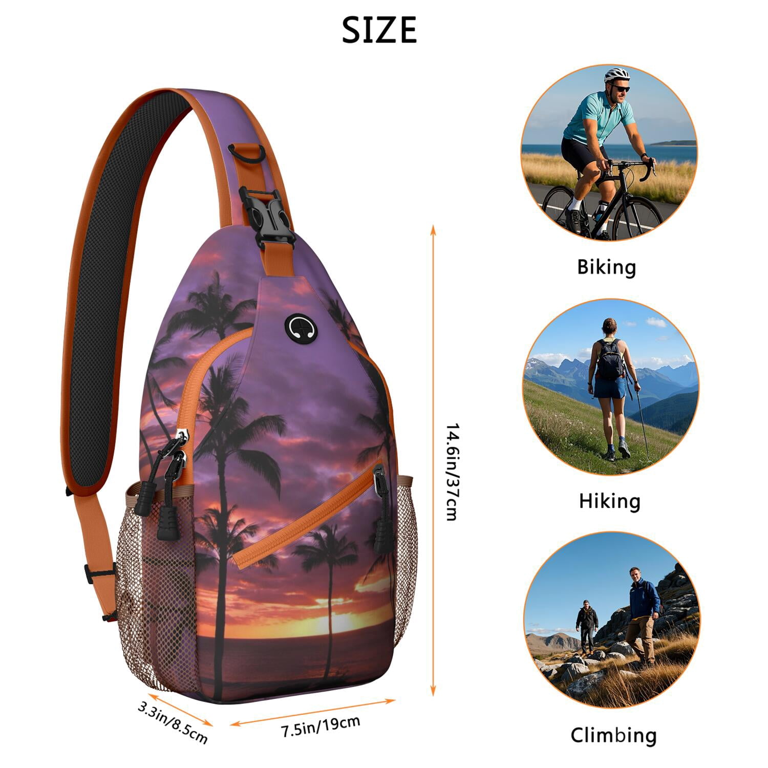 Tropical Palm Trees Sling Bag for Men & Women - Vibrant Anti-Theft Crossbody Bag with Spacious Pockets - Durable Travel Backpack for Hiking, Biking, Commuting