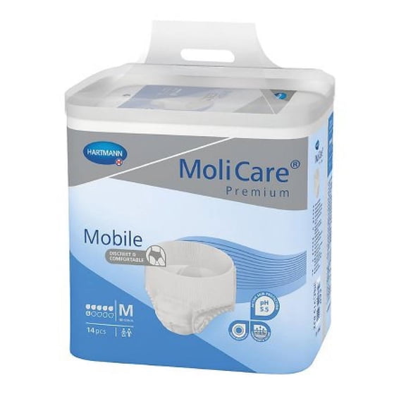 MoliCare Premium Mobile 6D Underwear, Unisex, Moderate Absorbency, Medium, 14 Count