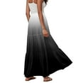 thumbnail image 3 of YDFCWXW Women's Boho Maxi Skirt A-Line Flowy Ruffle Tiered Elastic High Waist Beach Long Skirts with Pockets Black, XL, 3 of 5