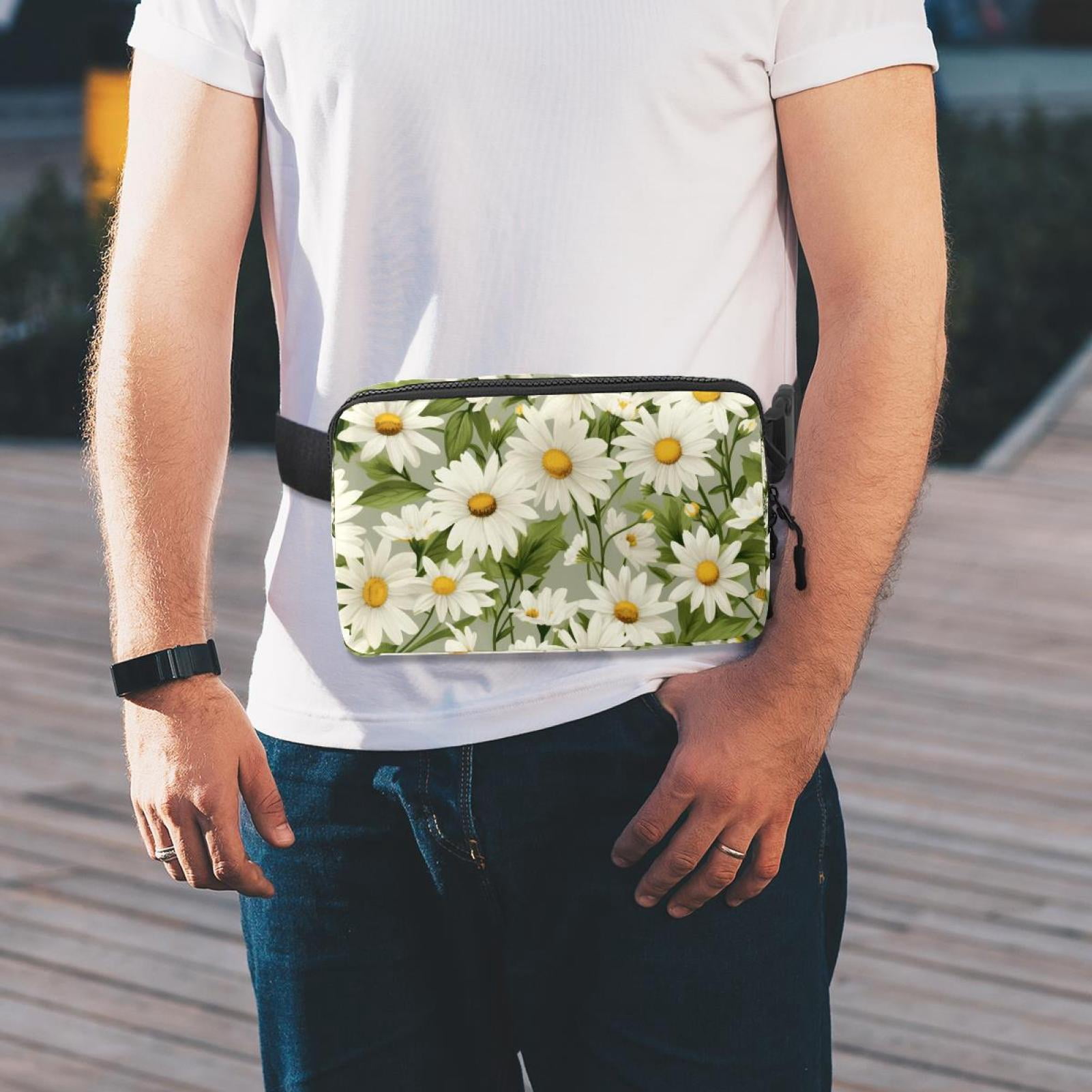 Daisies Adjustable Lightweight Waist Bags with Extension Strap, Unisex Running Belt Fanny Pack