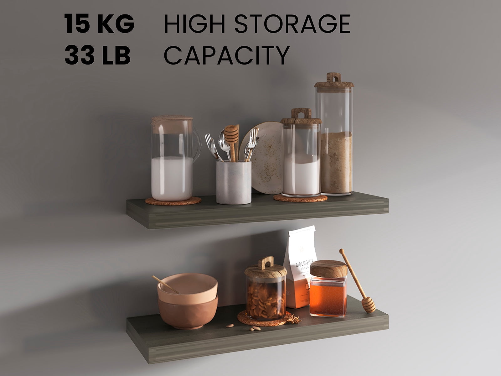 Ecco 31.5" Wide Floating Shelves Set of 2 Engineered Wood Gray