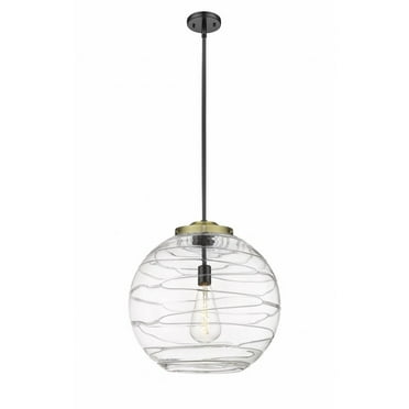 221-1S-BAB-G1213-18-Innovations Lighting-Athens Deco Swirl - 1 Light Pendant In Industrial Style-19.5 Inches Tall and 17.88 Inches Wide-Black Antique