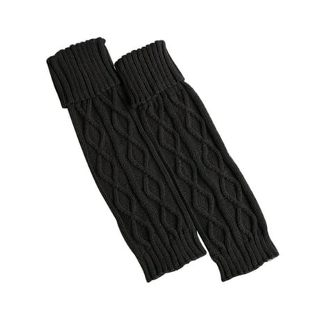 

Knitted Wool Warm Leggings In The Long Section Of The Rhombic Boots Set Leg Warm Socks Dark gray