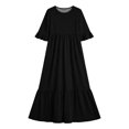 thumbnail image 3 of Girls Tiered Maxi Dresses Half Sleeve Ruffle Hem Long Dress Summer Casual Vacation Outfits Black, Size 9 Y, 3 of 7