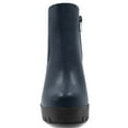 thumbnail image 3 of DARING DIVA Chunky High Heel Platform Zipper Chelsea Boots Navy Blue 7, 3 of 7