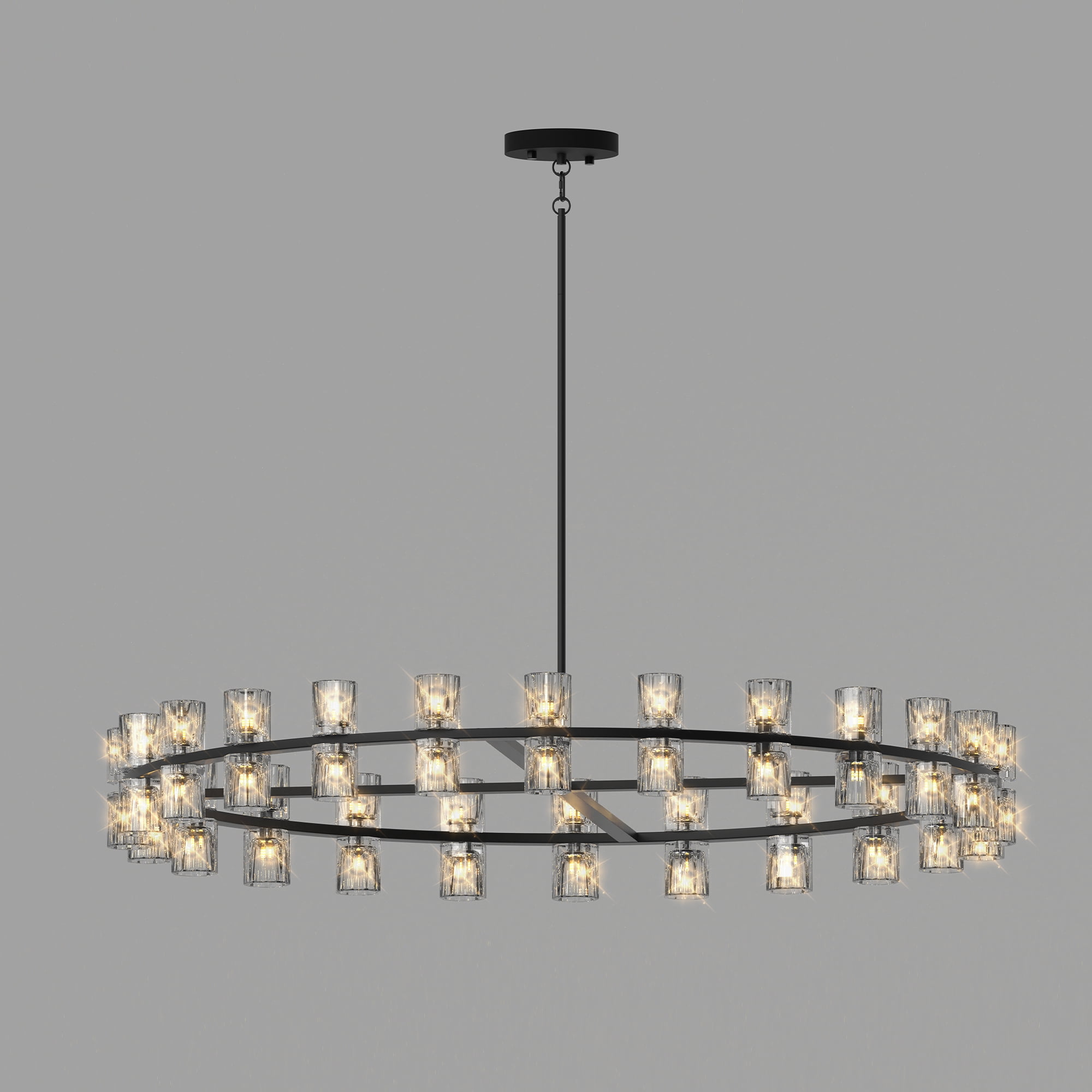 48" Black Crystal Chandelier, Luxury LED Ceiling Light for Living Room Dining Room, Modern Home Decor with Energy-Efficient Bulbs Included