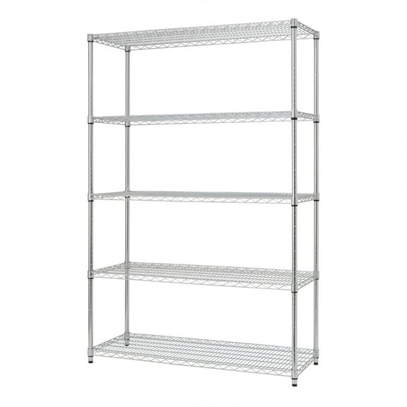 Trinity EcoStorage 5 Tier Indoor Adjustable Wire Shelving Rack Unit, Chrome