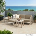 thumbnail image 2 of Shirley Outdoor 3 Seater Aluminum Sofa and Ottoman Set with Side Tables, Silver and Khaki, 2 of 3