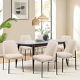 thumbnail image 1 of Juego de 6 sillas de comedor COLAMY con tapizado de tela beige y patas de metal, 1 of 3