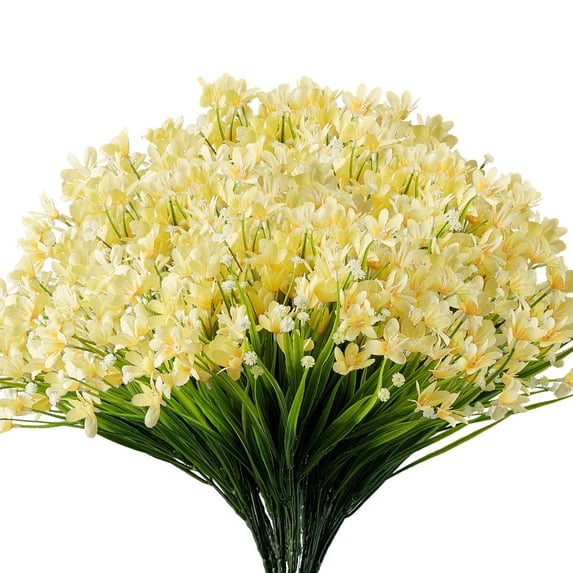 New for summer! Cumka 20 Bundles Artificial Daffodils Flowers, Fake Greenery UV Resistant No Fade Faux Plastic Flowers for Wedding Bridal Bouquet Outdoor Home Garden Kitchen Office Table Vase(Yellow)