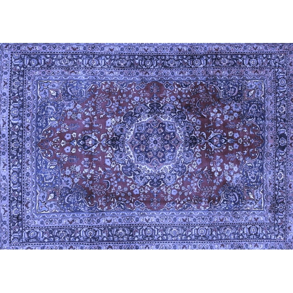 Ahgly Company Indoor Rectangle Medallion Blue Traditional Area Rugs, 4' x 6'