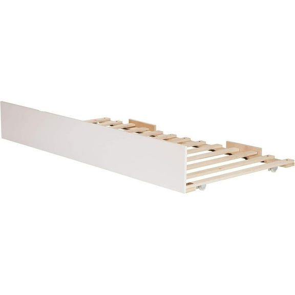 Twin XL Trundle Bed - White Finish, Sleek Design, Glides on Wheels, Fits Under Beds - Sleeps 8