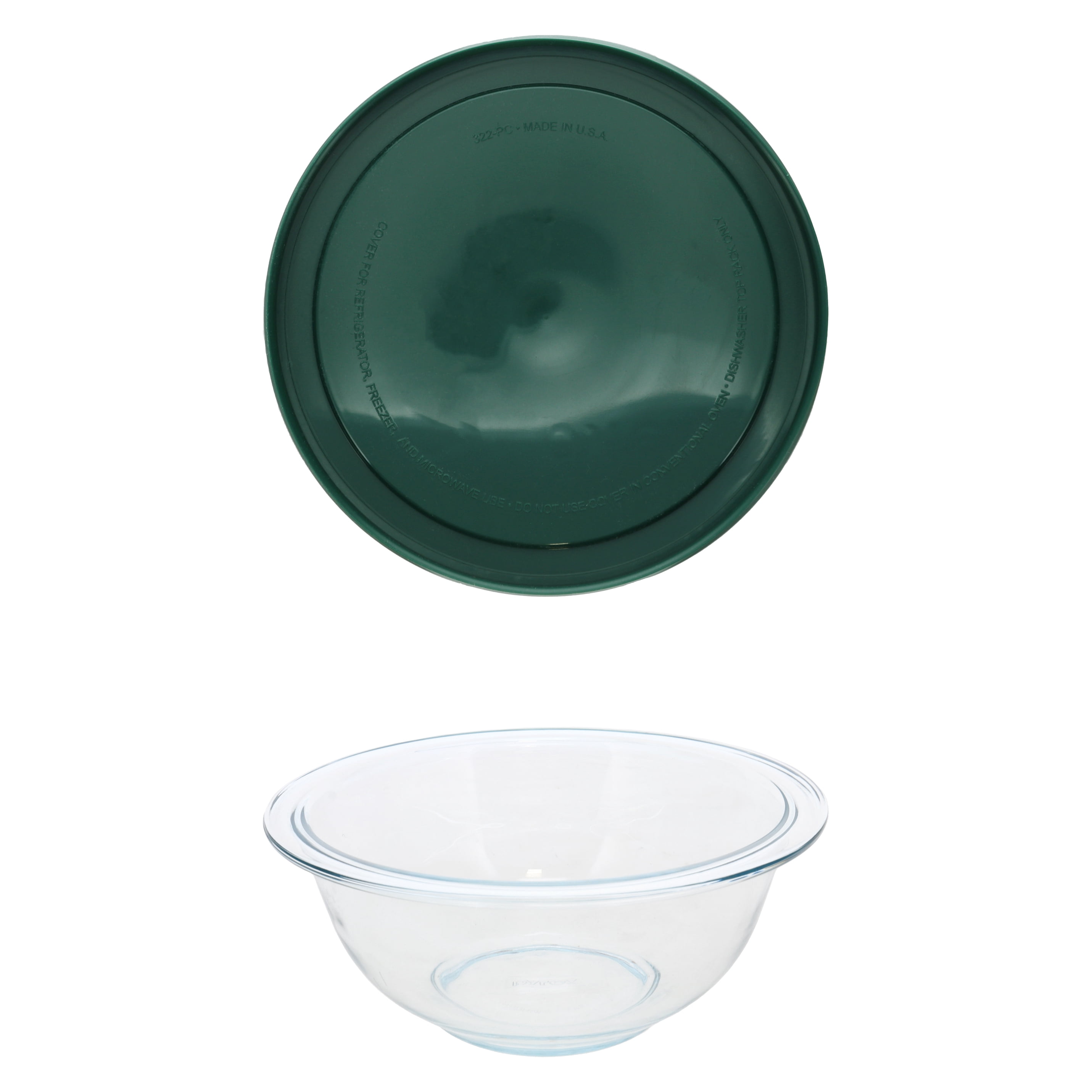 Pyrex 322 Thyme Green 1-Qt Glass Mixing Bowl Set with Lid