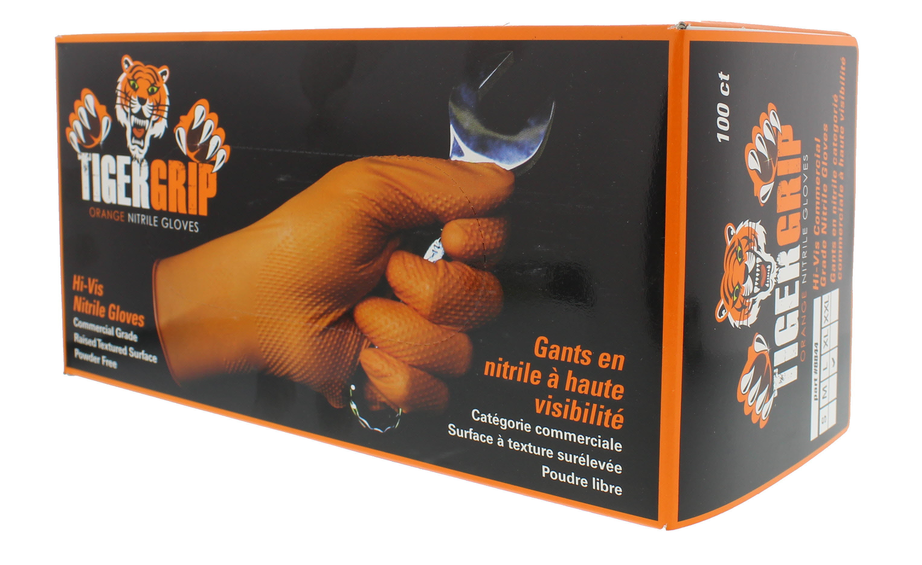 LARGE Genuine Tiger Grip Strong Orange Nitrile Gloves Hi-visibility Powder Free 