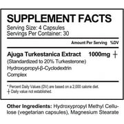 Psycho Pharma Turkesterone 20% (1000 mg) for Adults - Maximum Potency, 120 Capsules (30 Servings)