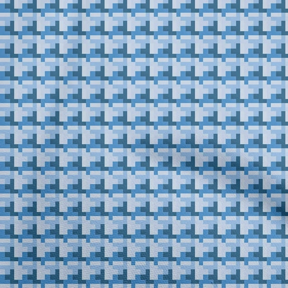 oneOone Cotton Poplin Twill Blue Fabric Geometric Dress Material Fabric Print Fabric By The Yard 56 Inch Wide