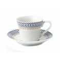 thumbnail image 3 of Espresso Cups and Saucers Set with Metal Stand for Cappuccino, Latte, Cafe Mocha - Gold and Blue, 2 oz. Set of 6, 3 of 5