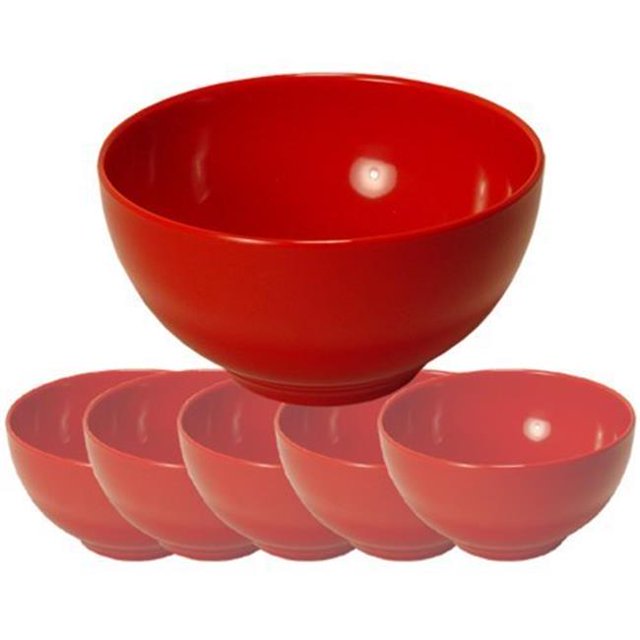 Red - Melamine Dinner bowl Set -6-bowls