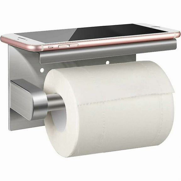 Toilet paper holder, toilet roll holder without drilling, wall-mounted toilet paper dispenser, 304 stainless steel,
