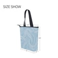 thumbnail image 7 of Zipper canvas bag large capacity large size practical handbag durable Canvas with leather material Light Blue Wavy Lines, 7 of 7