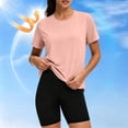 thumbnail image 2 of CYMMPU Women's UPF 50+ Sun Protection Ice Silk Short Sleeve Tee, Quick Dry Breathable Athletic Top for Hiking Workout Travel Pink M, 2 of 9