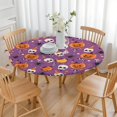 thumbnail image 3 of Halloween Themed Elastic Table Cover for 52 Inch Round Table - Pumpkin Printed Washable Fabric Party Dining Room Decor, 3 of 6