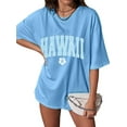 thumbnail image 6 of KimSoong Women Hawaiian Shirts Oversized Flower Graphic Tee Casual Summer Vacation Short Sleeves Tops, 6 of 7