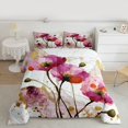 thumbnail image 2 of Homewish Pink Flower Floral Full Size Comforter Sets for Women, Fashion Marble Artwork Bedding Comforter Set, Splash Watercolor Reversible Bedding Sets, Ultra Soft Bedroom Decor, 3pcs, 2 of 8