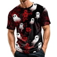 thumbnail image 2 of Halloween Shirts for Men Witch Hat Bat Print Crew Neck Spooky T-Shirt Castle Graphic Short Sleeve Casual Scary Costumes 3XL, 2 of 6