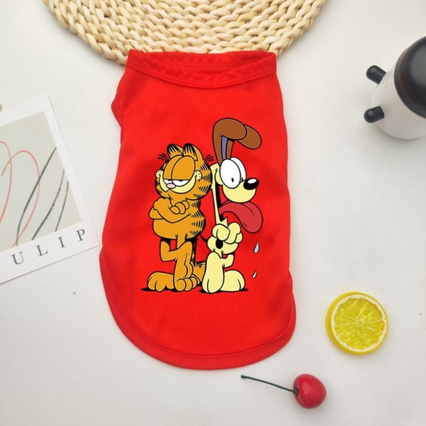 Camiseta Sin Mangas Para Perros Nuevo Teddy Bichon Mini De Tirantes De Algodón Medianos Y Grandes Productos Para Mascotas Ropa Patrón Garfield Gao Jiahui unisex
