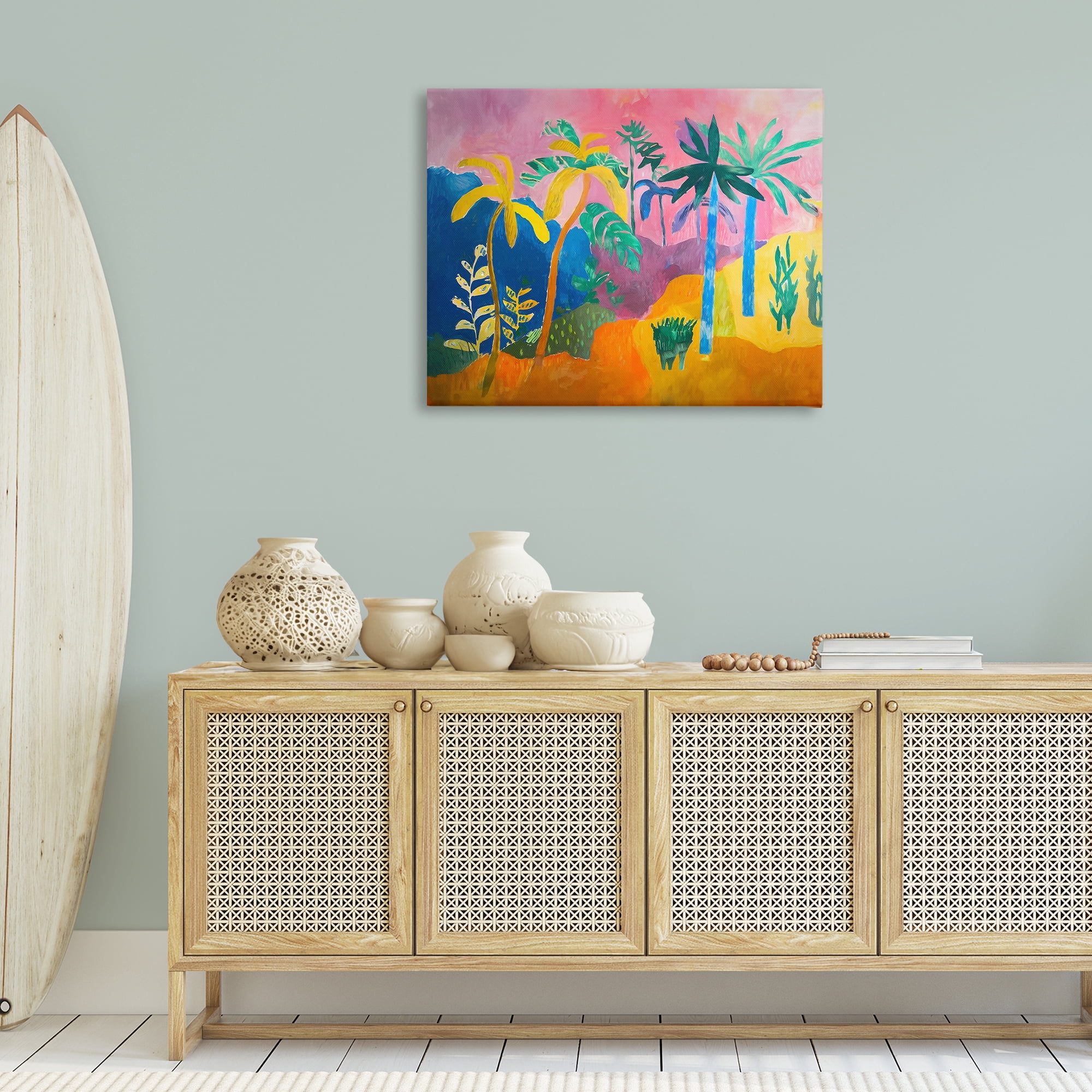Stupell Industries Vivid Tropical Palms Coastal Painting Gallery Wrapped Canvas Art Print Wall Art, 40 x 30