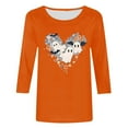 thumbnail image 3 of Mnyycxen Women Halloween Shirts Cute Heart Ghost Prints 3/4 Sleeves T-Shirt Round Neck Causel Loose Pullover Tees, 3 of 4