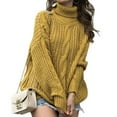 thumbnail image 5 of IROINNID Womens Sweater Turtleneck Pullover Sweater Solid Color Leisure Mid-Length Long Sleeve Knit Sweater Coat, 5 of 9