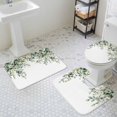 thumbnail image 3 of Spring Leaves Bathroom Rugs Set Watercolor Green Eucalyptus Leaf Non Slip Absorbent Soft Bath Mats 3 Piece Set with Bathroom Rug, U-Shaped Floor Mat, Toilet Seat Cover Large Size, 3 of 9