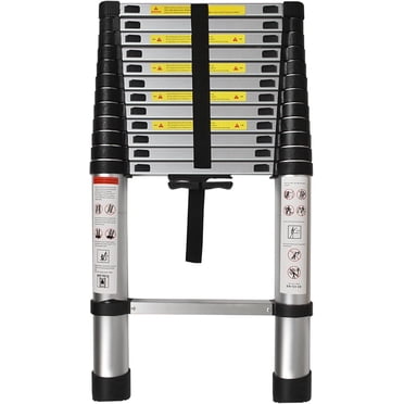 hostic Aluminum Telescopic Extension Ladder Collapsible Ladder, One-Button Retraction Extension Ladder,Multi-Use, 330 lbs Capacity,10.5FT / 3.2M 12.5FT / 3.8M 14.5FT / 4.4M