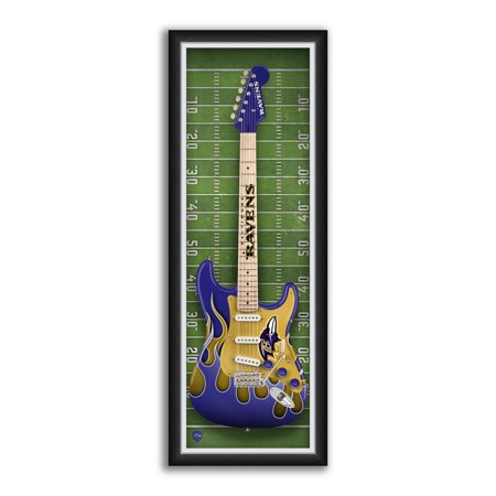 Baltimore Ravens 14 x 37 Framed Electric Guitar Print