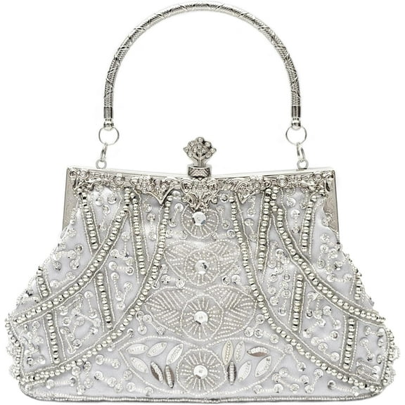 Vintage floral leaf beads sequins evening bag Elegant Clutch for Women for Brides, Proms, Parties, and Formal