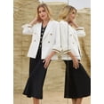 thumbnail image 3 of DARING DIVA Women's Blazer Double Breasted 3/4 Sleeve Office Suit Jacket S White, 3 of 6