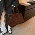 thumbnail image 3 of PTSPLLMY Suede Tote Bag for Women Casual Work Tote Top-handle Satchel Bag Suede Leather Hobo Bag Vintage Crossbody Shoulder Bag, 3 of 6